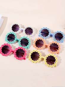 1pc Colorful Daisy-Shaped Glasses - Novelty Floral Eyewear For Women, Perfect For Weddings, Birthdays, New Year, And Festive Party Photo Booth Props - Multicolor - View 1