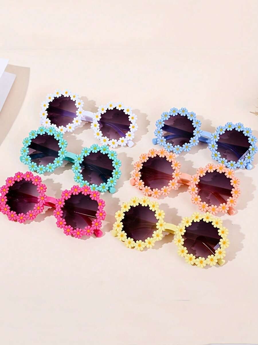 1pc Colorful Daisy-Shaped Glasses - Novelty Floral Eyewear For Women, Perfect For Weddings, Birthdays, New Year, And Festive Party Photo Booth Props - Multicolor - View 1