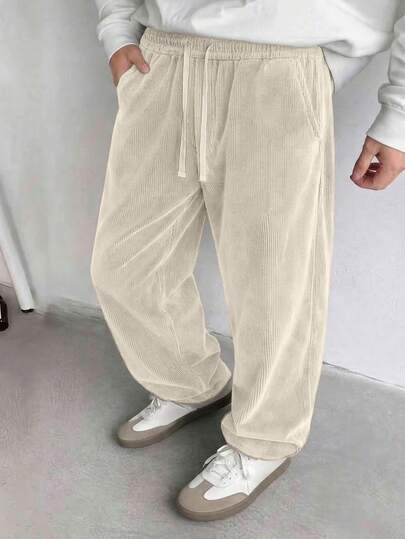 复古美式灯芯绒直筒男士长裤，卡其色休闲裤，百搭款式，适合作为春季礼物送给男友或老公。