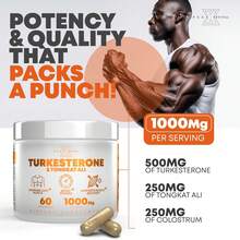 Turkesterone Tongkat Ali Capsules | Ajuga Turkestanica Extract Blend 1000mg | Daily Fitness Support Supplement | 60 Capsules - 1 Bottle - 查看 4