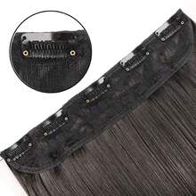 Extensiones de cabello invisibles de una pieza, pelo largo sintético liso de 24 pulgadas, 5 Clips, postizo negro y marrón para mujer 3VIE - 12M613 - Ver 10