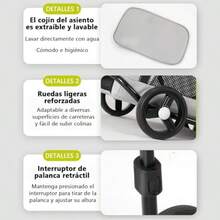 Carriola para mascotasCarreola para perritos Con mango de extracción extensible Diseño compacto Fácil de usar para un viaje conveniente para perros y gatos pequeños Rosa - Rosa - Ver 6