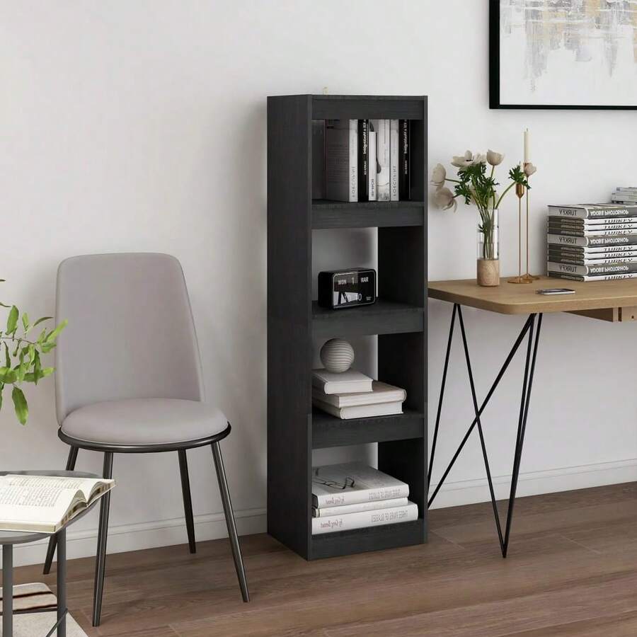 Book Cabinet Room Divider Grey 40x30x135.5 Cm Pinewood - 灰色 - 查看 1