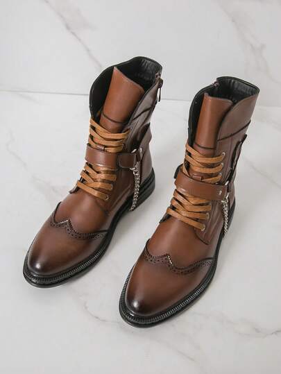 Vintage Lace-Up High-Top Boots, Versatile Motorcycle Boots For Men, Comfortable And Durable, Breathable For Daily Commute, Minimalist Solid Color Outdoor Hiking Chelsea Ankle Boots, Youth, Brown, 2026 New Casual Boots, Autumn/Winter Korean Style Business Leather Shoes, Spring Comfortable Minimalist Slip-On Riding Boots, Summer One-Push High-Top Derby Retro Designer Shoes, Daily Office/Party/Casual/Date/Holiday Gift Leather Boots, Pointed Toe Mid-Top Luxury Men's Shoes