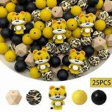 25pcs Animal Shaped Silicone Bead Set, Perfectly Fit For DIY Keychain, Bracelet And Pen Decor | Colorful Variety, Keychain Accessories | Smooth Surface Beads, Beads And Combination Accessories - Multicolor - View 6