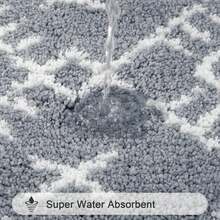 Pauwer Bathroom Rugs Sets 5 Piece With Lid Cover Bathroom Shower Rugs With U-Shaped Contour Toilet Mat Absorbent Microfiber Plush Bath Mats Non Slip Bath Rugs 4 Piece Machine Washable Bathroom Floor Mats - Light Grey Pattern - View 5