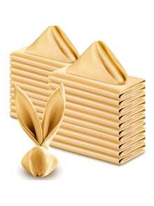 1/2/6pcs White & Champagne Solid Satin Napkins, Suitable For Daily Use, Festivals, Parties And Celebrations - Champagne - View 6