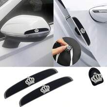 3pcs/Set - Crown Pattern - Car Accessories - Car Bumper Stickers, Suitable For Rearview Mirror And Car Door Anti-Collision Anti-Scratch, Car Interior Hook Paste - Crown Pattern - View 5