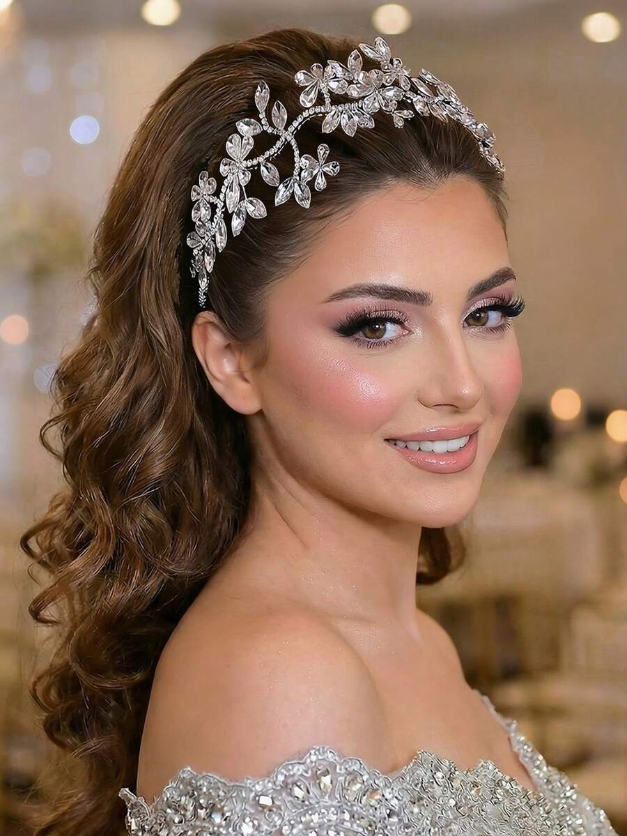 1pc Elegant Handmade Crystal Headband, Suitable For Bride, Bridesmaid, Party, Celebration, Birthday Gift