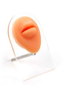 Modelo de silicona para perforación de oreja y labio, molde de práctica de tatuaje y perforación, modelo de práctica de simulación de múltiples partes con componentes de oreja, boca, nariz y labios con un soporte de exhibición; suave y muy elástico, proporcionando una simulación de piel realista; adecuado para la práctica de perforación, la instrucción de perforación y como herramienta de entrenamiento - Ver 12