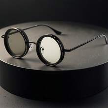 Vintage-Style Round Goggles Featuring Steampunk Rotatable Lenses With UV400 Polarization, Suitable For Both Men And Women. These Retro Industrial Eyewear Pieces Offer Adjustable Brightness For Photography, Travel, Festivals, Cosplay - 多色 - 查看 11