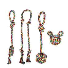 1套宠物玩具棉绳狗咬胶玩具，耐用彩虹棉绳玩具，适合狗狗玩耍 - 彩色 - 查看 2