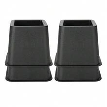 4 X 3" Heavy Duty Bed Chair Risers | Furniture Leg Lift Raisers Stand - Black - View 7