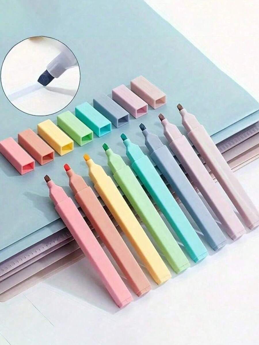 6pcs Fluorescent Highlighter Pens, Markers, Soft Tip Diary Pens, Creative Drawing Pens, Cute Outline Planning Pens, Suitable For DIY Scrapbooking And Back To School Season. Smudge-Proof And Bleed-Proof, Also Suitable For Bible Study And Journaling, Suitable For Students 14 Years Old And Above, Perfect Back To School Supplies And Gifts. - A - View 1