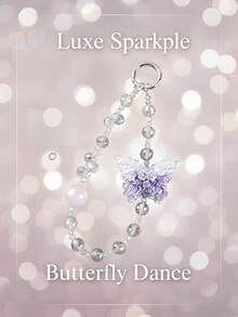 1 chiếc mặt dây chuyền hình bướm đính hạt sang trọng, thời trang, kiểu dáng ngắn, dùng để treo túi xách hoặc dây chuyền điện thoại. - Nhiều màu - Xem 2