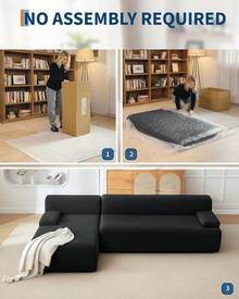 Techigher Modular Sectional Sofa, L-Shaped Corner Couch With Chaise, Boneless Couches, Sofa Bed For Living Room Bedroom, No Assembly Required, Compressed Packaging - Black - View 8
