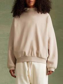 Essentials -Fear Of God FW23 Collection Heavyweight Fleece Lined Oversized Hoodie, Unisex 350GSM Thick Cotton, Ultra Warm Brushed Interior, Flocking Craftsmanship, Functional Kangaroo Pocket, Non-Gender Loose Silhouette, High-End Winter Street Style, Cozy Wear For Extremely Cold Days - 烏黑 - 查看 8