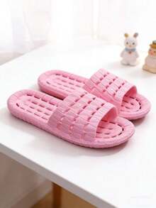 Non-Slip Slippers, Unisex Couples Style, Bathroom Shower Quick Drying Slip-On House Slippers - Pink - View 8
