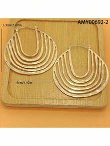 1 Pair Exaggerated Retro Geometric U-Shaped Earrings, Unique Personalized Ear Accessories - Ancient Bronze - View 8