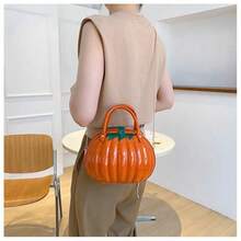 2026 New Arrival PU Pumpkin Shaped Bag For Women Handheld Crossbody Fresh Style Creative Bag - 橘色 - 查看 5