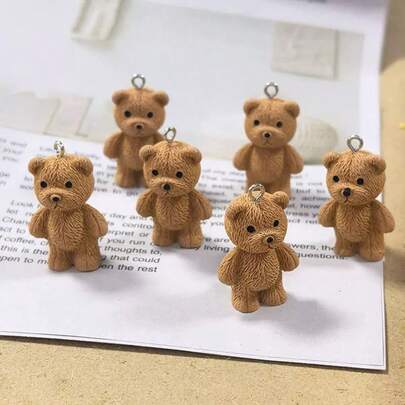 10 mặt dây chuyền hình gấu 3D bằng nhựa, thích hợp để làm trang sức, hoàn hảo cho bông tai, vòng cổ và túi xách.