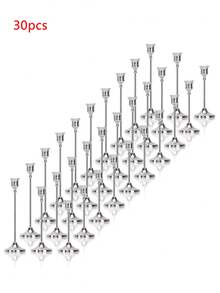 3/6/12/30Pcs Elegant Silver Candle Holders Set, Exquisite Metal Texture Design, Suitable For Taper Candles, Beautiful, Practical And Stable, Ideal For Birthday Parties, Weddings, Fireplace Decor, Dining Room And Home Daily Decoration, Versatile For Multi-Occasions, Easily Enhance Space Ritual Sense, Candles Not Included. - Bell - View 12
