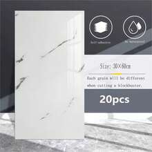 20-teilige moderne weiße Marmor Peel & Stick Fliesen Wandpaneele - selbstklebende Vinyl Küchenrückwand & Badezimmer, einfaches Matching Design, 60 x 30 cm - 20Pcs - Übersicht 15