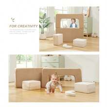 Sofá Modular para Niños Sillón de Espuma para Bebés Conjunto de Juego de Sofá de Felpa Convertible para Niños Sofá Cama Desplegable Color Clásico - Color clsico - Ver 4