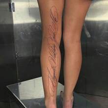 高級英文書法文字臨時紋身貼，半永久草本防水仿真紋身貼紙，男女適用，逼真身體彩繪化妝用品，適用手臂、腿部、背部，持久 1-2 週，派對活動紋身貼花 - 黑色 - 查看 4