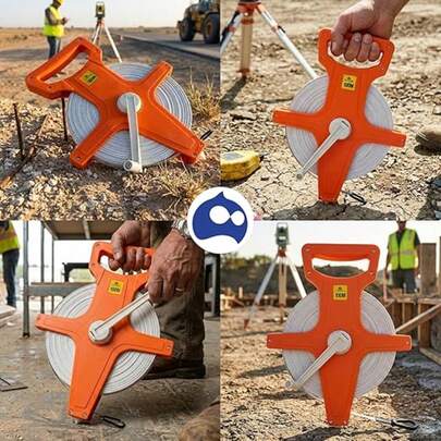 Cinta Métrica de 100 Metro (2.5 mm);  Medidor de Distancia con Carcasa de PP  de Fibra de Vidrio para Construcción y Topografía. Bluelander