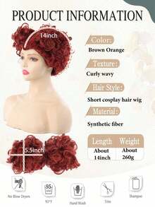 Heat Resistant Synthetic Red Heart-Shaped Wig, Movie Themed Coily Hair, Cosplay Witches Costume Wig With Rose Net Cap, Glueless Bun Beehive Style, Halloween Party & Birthday Queen Accessory, Funny Cosplay Props - Multicolor - View 3