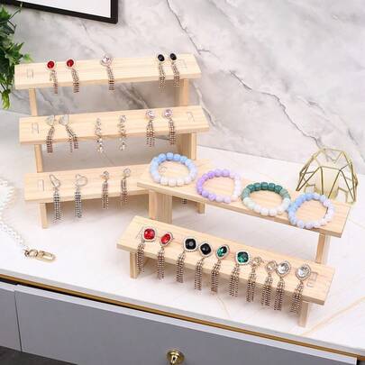 1pc Wooden Multi-Tier Display Rack, Multifunctional Jewelry, Dessert, Cupcake Collection Organizer Shelf, Display Cabinet, Suitable For Valentine's Day And Back To School Season