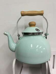 Tetera retro de estilo oriental fresco, diseño de lunares y flores, gran capacidad con asa de madera sólida resistente al calor, ebullición rápida para el té de la mañana y uso diario - Ver 15