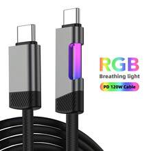 Oozcc 120W 6A USB Type-C 充电线，带 RGB 环境光 - 黑色 - 查看 7