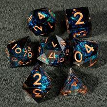 7pcs Resin Dice Set, Resin Dice With Floral Decor - Galaxy Glitter Sharp Edges, Suitable For Role-Playing Games And RPGs, Ideal Birthday Or Christmas Gift For Teens 14+ Years Old - Multicolor - View 9