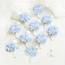 1pc/6pcs Set Hydrangea Flower Lapel Pin For Men, Suitable For Weddings, Grooms And Groomsmen; Ranunculus Flower Boutonniere, Realistic Polyester Wrist Corsage Pin, Perfect For Weddings, Parties, Anniversaries - Boutonniere - View 23