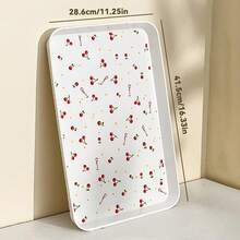1/4Pcs Multifunctional Cherry Pattern Rectangular Plastic Serving Tray, Reusable Dinner Tray For Food, Snack, Dessert, Fruit, Large Capacity Stackable Storage Tray, Tea Tray, Serving Plate, Suitable For Student And Adult Use In Home, Kitchen, Dorm, Office, Rrestaurant, Picnic - Multicolor - View 16