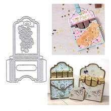 金属模切片、礼品盒切割模具、切割模板、纸板工艺品、DIY模板、金属切割模具、相册、压花纸模具，适用于卡片制作和剪贴簿 - 銀色 - 查看 1