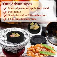 50PCS Incense Charcoal Briquettes - Charcoal Tablets Incense Burner Charcoal Burning Discs Resin Burner Grilling Quick Light Natural Charcoal Bulk Instant Fire Coals Supplies - 50 - 查看 5