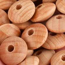 山毛榉木算盘珠、飞碟珠、木片、天然山毛榉木珠，适用于DIY珠宝制作 - 彩色 - 查看 6