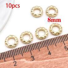 10颗18K镀金隔珠，8毫米扁平圆形散珠，波浪形黄铜珠，金属珠，适用于夏季珠宝制作DIY工艺品耳环手链项链 - 彩色 - 查看 8