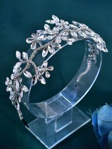 1pc Elegant Handmade Crystal Headband, Suitable For Bride, Bridesmaid, Party, Celebration, Birthday Gift - Silver - View 6