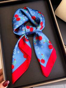 1条女士优雅复古印花轻薄缎面方巾，波西米亚风休闲颈巾、披肩，轻薄舒适，适合春夏日常穿着和外出。 - 彩色 - 查看 5