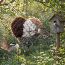 Handmade Fiber Bird Nest, Featuring A Heart-Shaped Structure, Supported By Bird Nest Materials, Outdoor Hummingbird Nest Box, Bird Nest Design, Winter Wild Bird Shelter, Dual-Season Outdoor Viewing House. - 1 SET - View 9