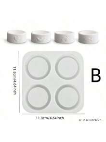 DIY手工石膏水泥花朵香薰蜡烛杯烛台圆柱形简约心形镜面硅胶模具 - 矽膠模具 - 查看 9