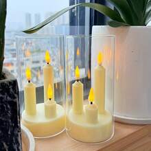 1pc LED Candle Light Set, Indoor/Outdoor Tabletop Atmosphere Lamp, Battery Powered (Batteries Not Included), Flickering Flame Night Light, Suitable For Home, Bedroom, Proposal, Christmas, Halloween, Party, Camping Decor - Candle - View 9