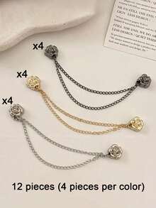 2 piezas Botones con forma de rosa para acortar las patas del pantalón, diseño de cierre con botón oculto para evitar que el pantalón se arrastre por el suelo, impermeable, portátil, duradero, adecuado para vaqueros y pantalones casuales - Multicolor - Ver 17