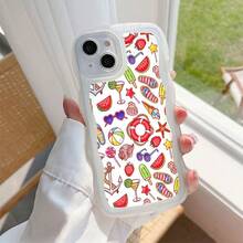 1pc Transparent Wave Shaped Protective Phone Case, Summer Swimming Ring Pattern, Suitable For Daily Use, Compatible With IPhone17Air/17pro/17promax/17/16e/16/15/14/13/12/11/X/Xr/8/7/GalaxyA14/A15/A54/S24/S24Ultra Series - Clear - View 3