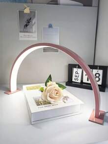 1pc-Crescent-Shaped Countertop LED Nail Lamp With Push-Button Switch, Suitable For Personal Manicures, Dressing Tables, Crafting, Desks, Bedside Tables. Ideal Graduation, Birthday Or Festive Gift. Available In Pink/White/Black. - one-size - View 9