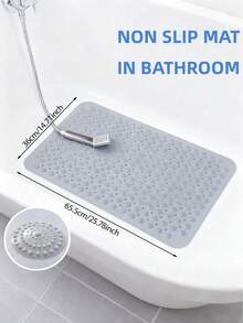 1pc PVC Anti-Slip Bath Mat With Suction Cups, Bathroom Tub Shower Mat - Grey - View 7